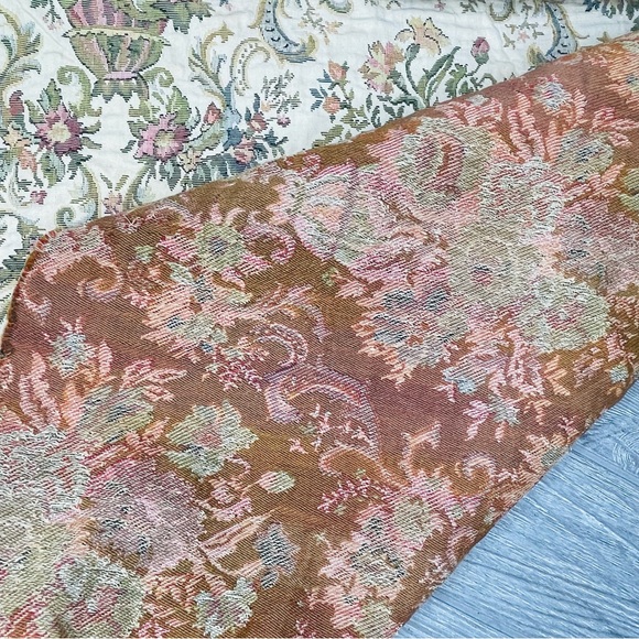 Vintage retro French woven thick upholstery tapestry floral fabric bolt roll - Picture 8 of 8